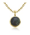 Grey Quartz Natural Round Stone Silver Necklace SPE-5139